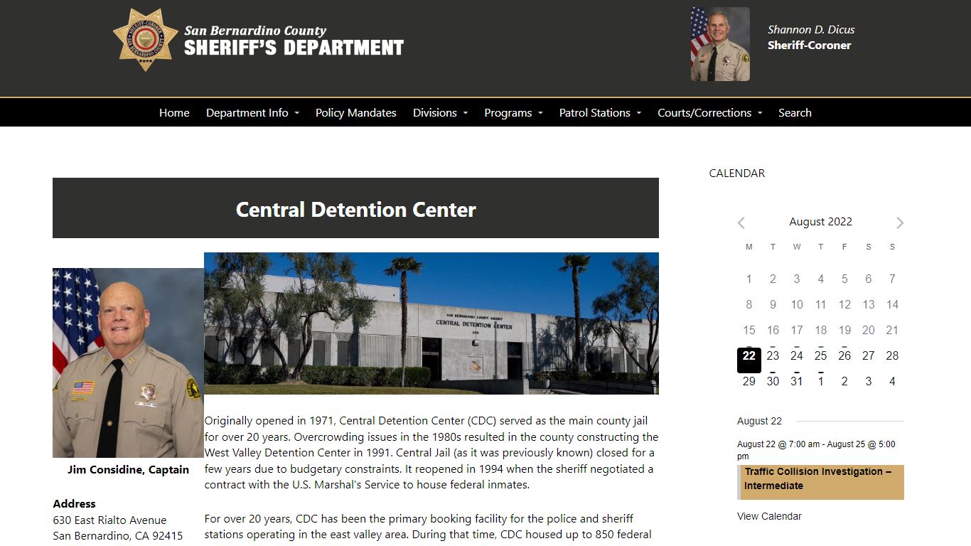 Central Detention Center – San Bernardino County Sheriff's Department