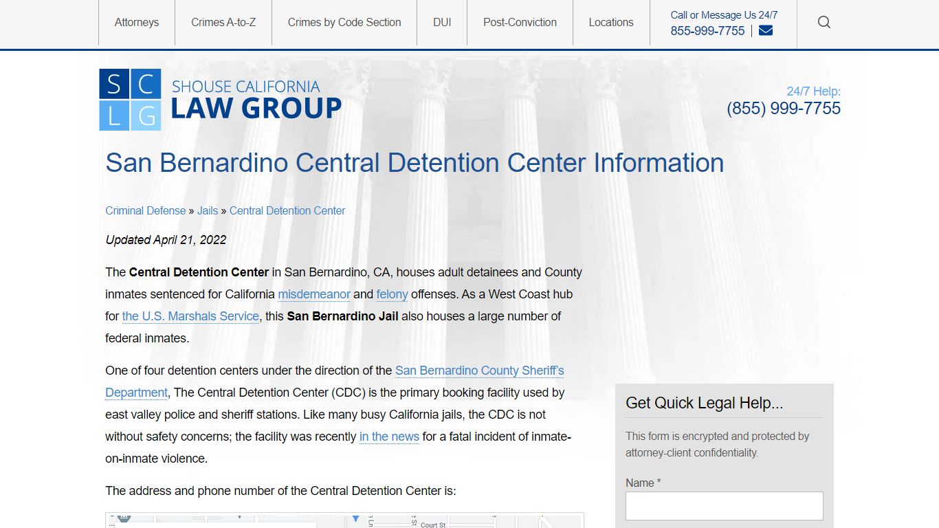 San Bernardino Central Detention Center Information - Shouse Law Group