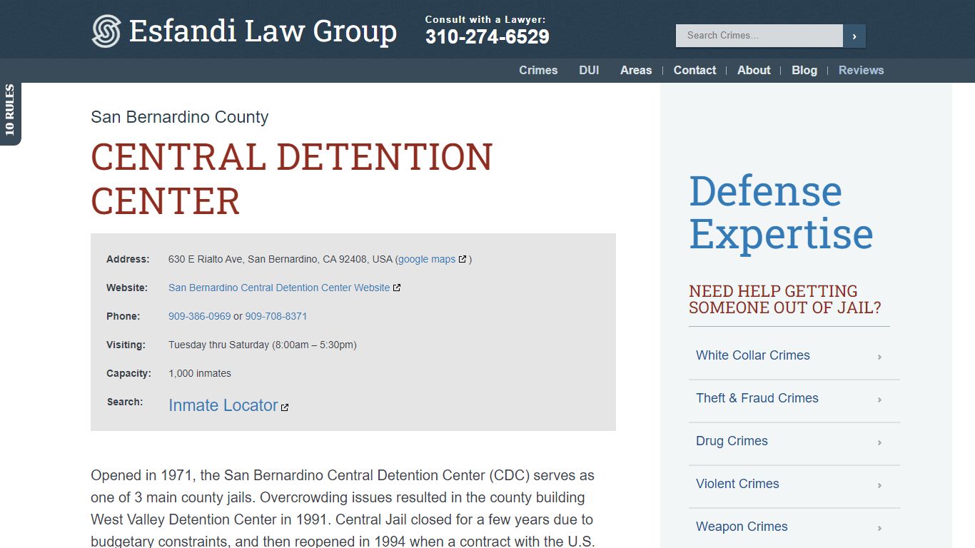 Central Detention Center - San Bernardino County | Criminal Defense